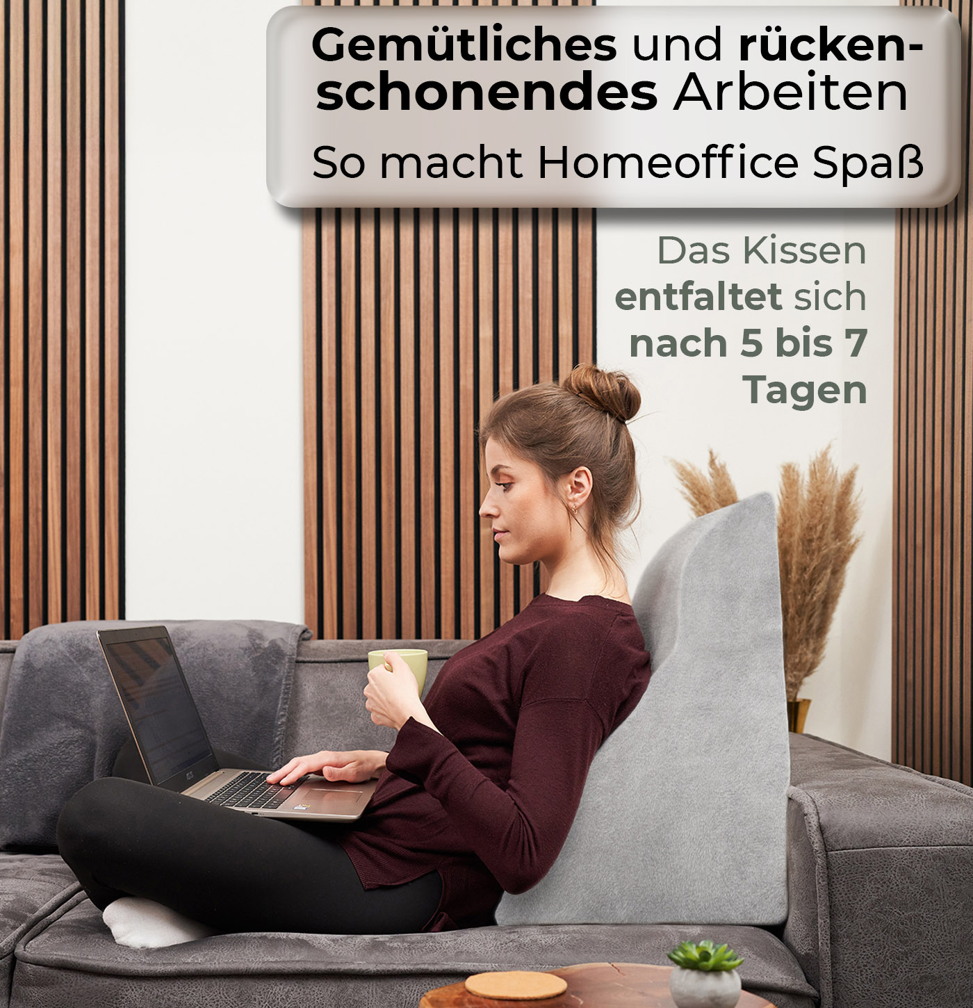 Lesekissen für Bett und Sofa weich breit grau Lesekissen für Bett und Sofa, Bequemes Rückenkissen mit Memory Foam, Reflux Kissen verwendbar als Keilkissen Bett, Bettkissen Rückenlehne oder Kopfende, Gemütlicher Bettkeil als angenehme Rückenstütze