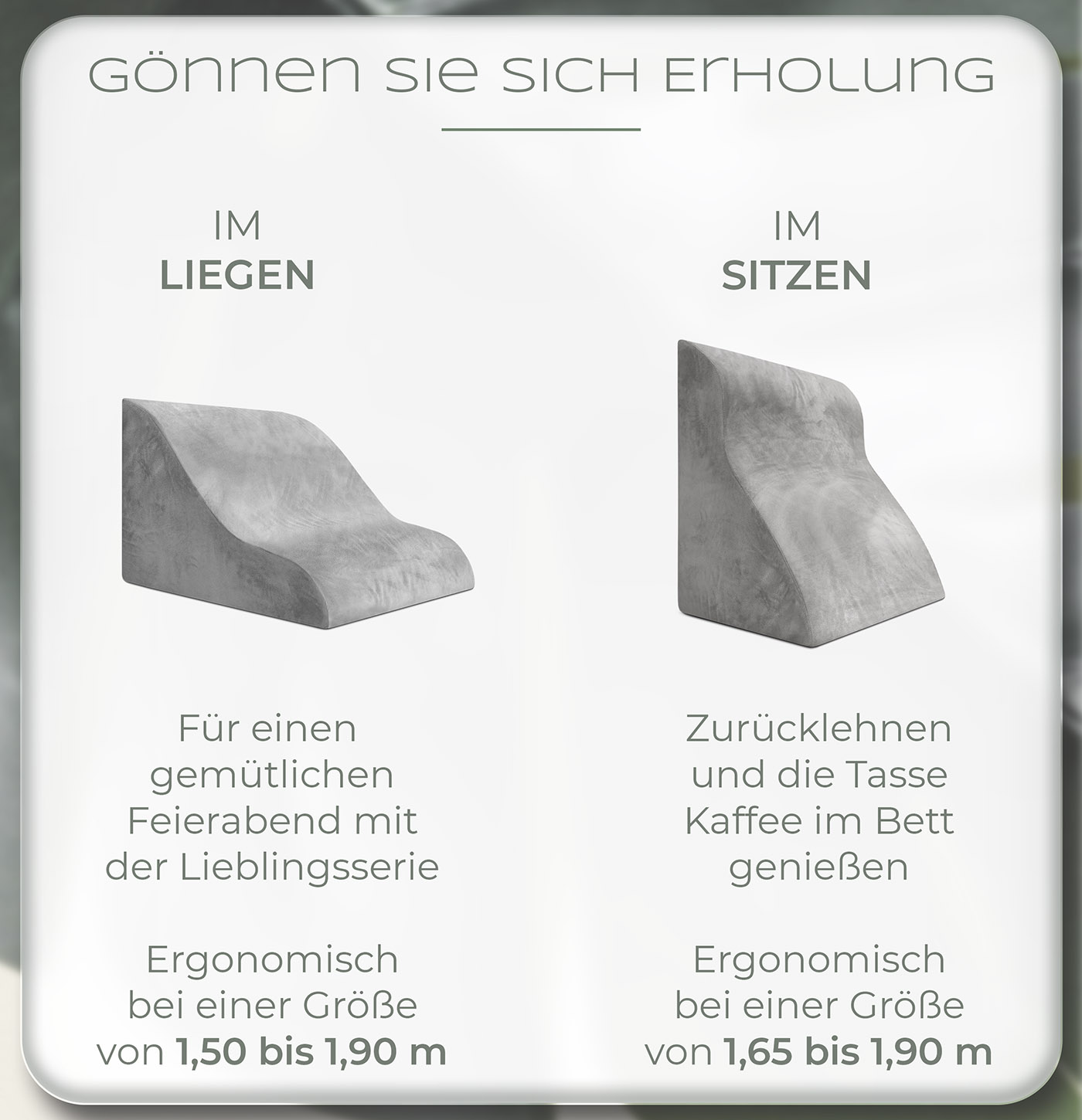 Lesekissen für Bett und Sofa weich breit grau Lesekissen für Bett und Sofa, Bequemes Rückenkissen mit Memory Foam, Reflux Kissen verwendbar als Keilkissen Bett, Bettkissen Rückenlehne oder Kopfende, Gemütlicher Bettkeil als angenehme Rückenstütze